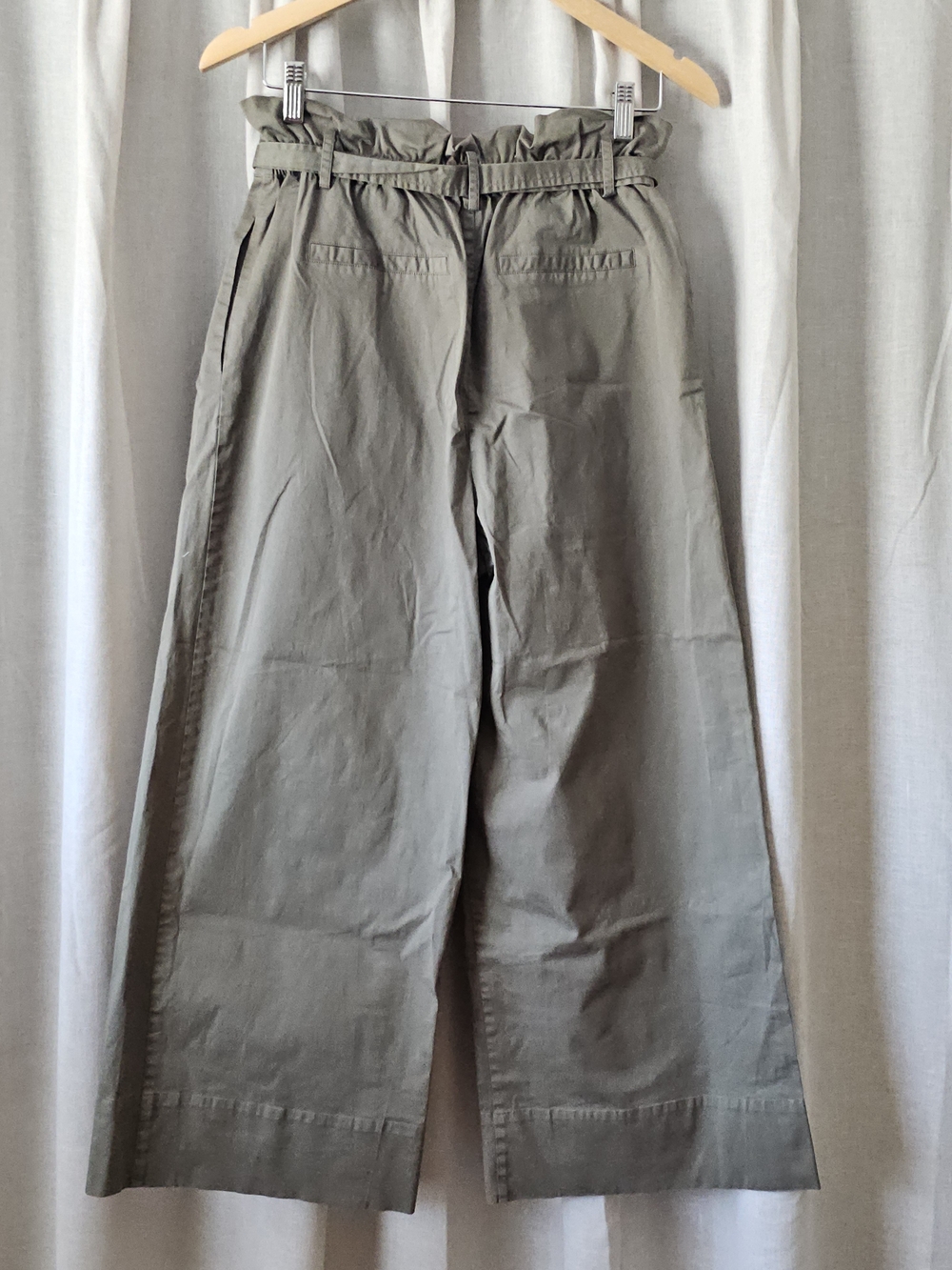 FRAME Deep Army Green Paperbag Wide Leg Crop Pants High Rise Utility Culottes